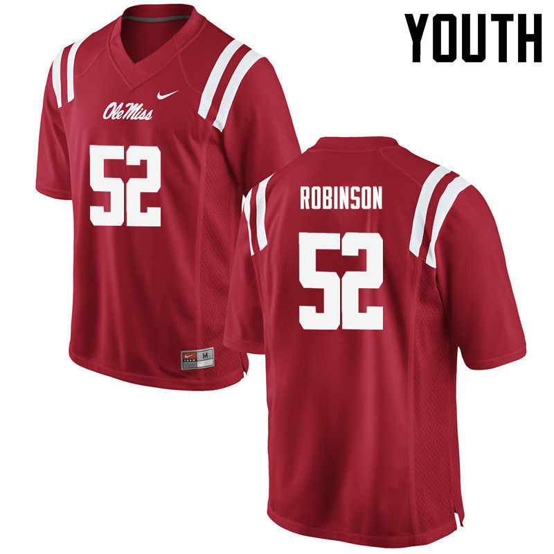 Austrian Robinson Ole Miss Rebels NCAA Youth Red #52 Stitched Limited College Football Jersey WCY1558NY